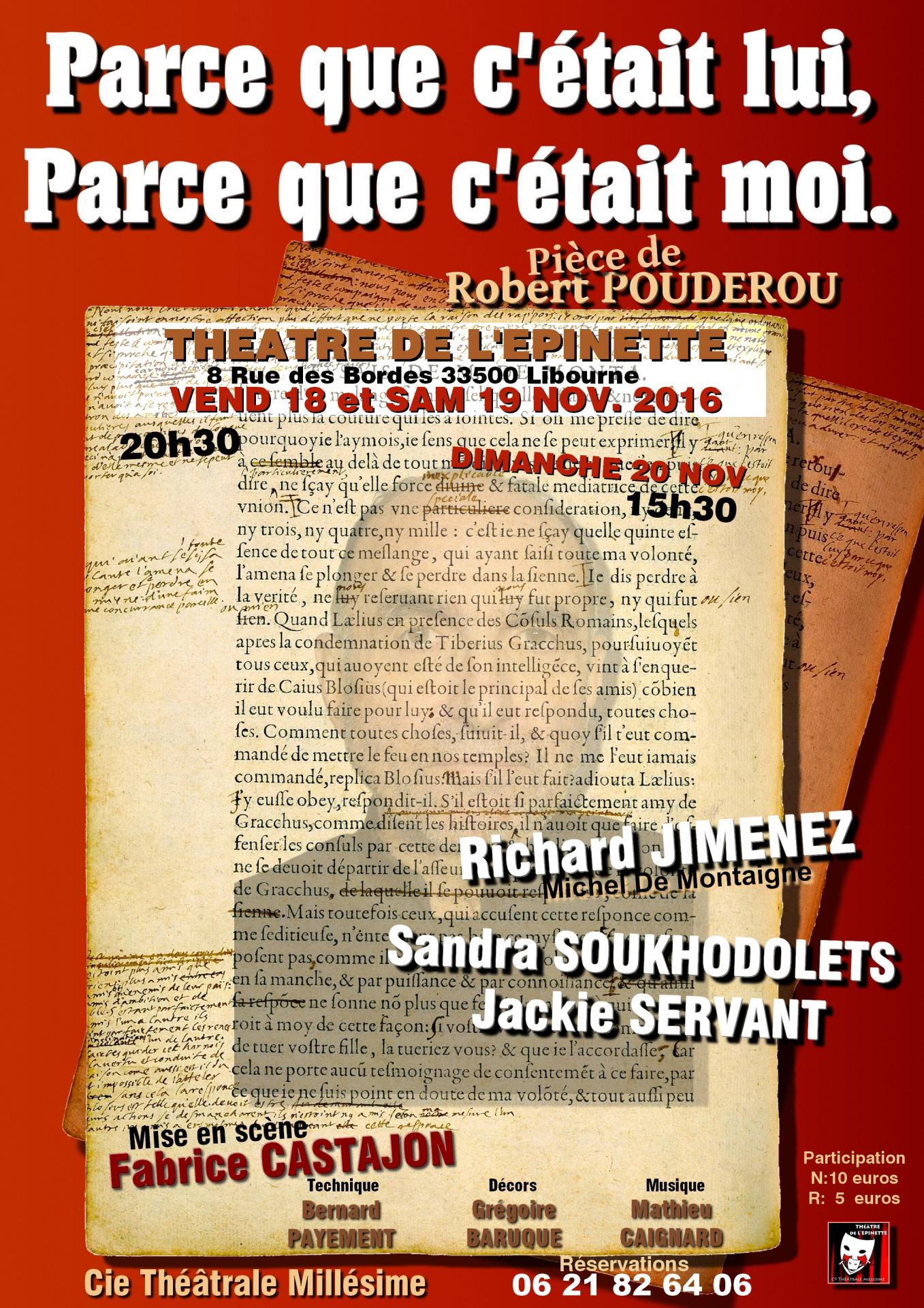 Affiche parce que c etait lui theatre epinette 18 19 20 nov 2017
