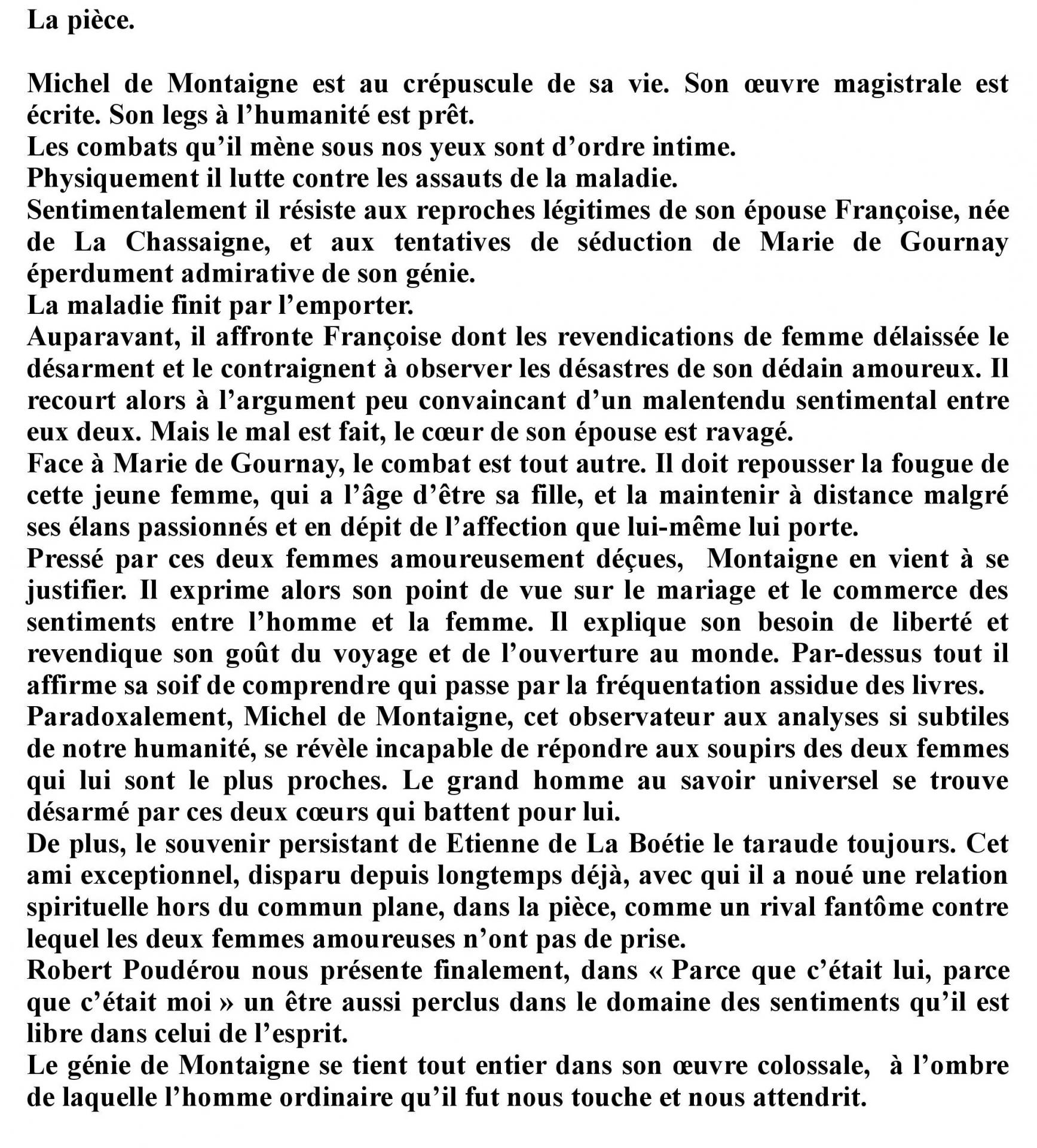 Montaigne la pièce